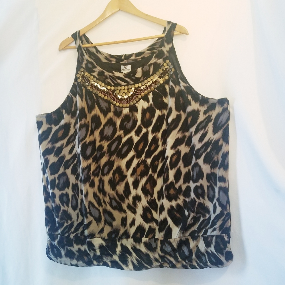 WORTHDINGTON PLUS SIZE LEOPARD PRINT SLEEV…
